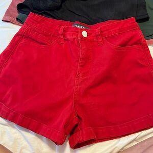 Cute sassy red cuffed shorts
